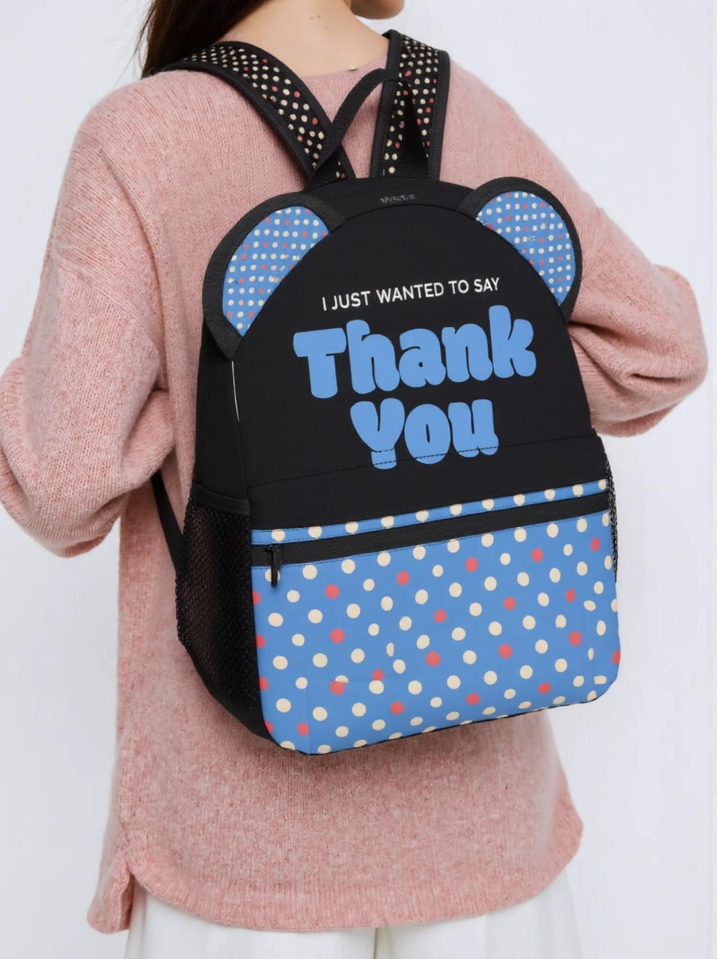 Just To Say Thank You Blue Ears Stylish School Backpack