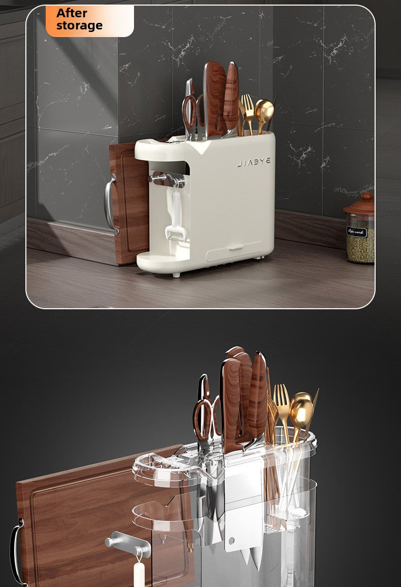 Kitchen Knife Rack with Multi-Functional Organizer