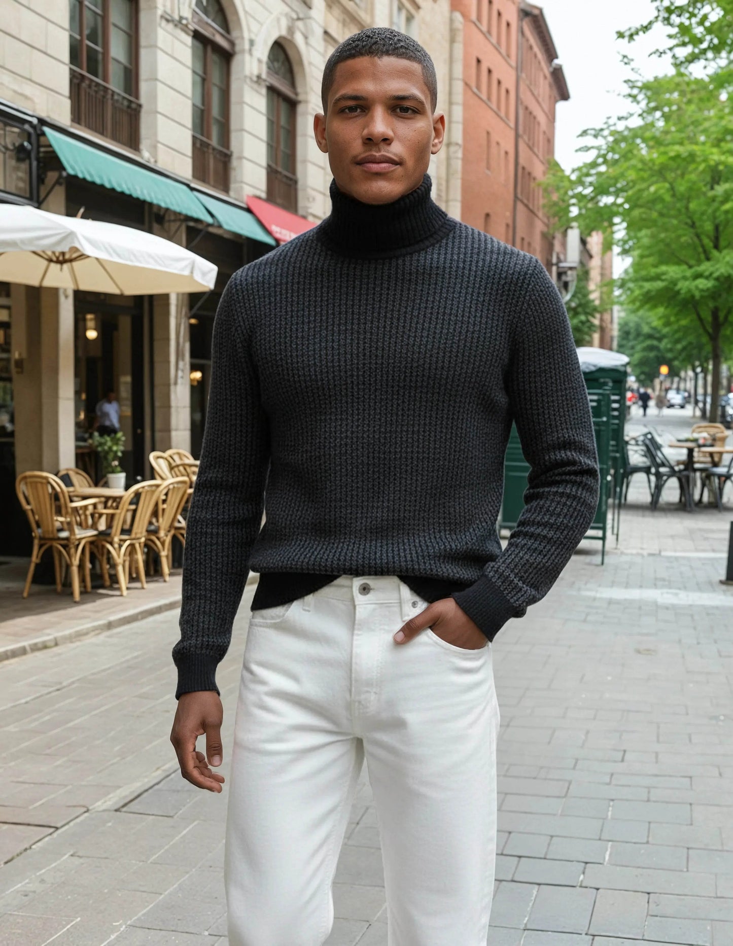 100% Cotton Black Knitted Sweater - IVORYNN