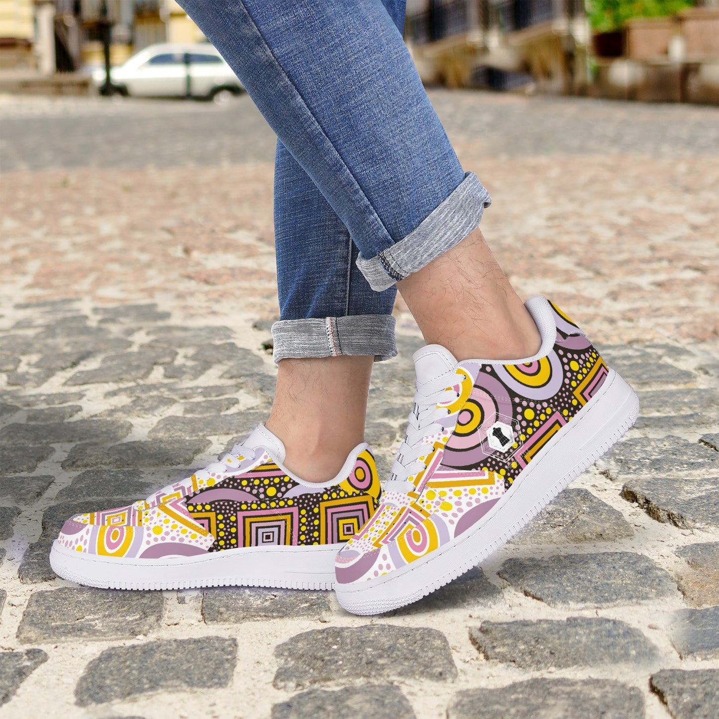 Top Leather Sports Women Sneakers - Colorful