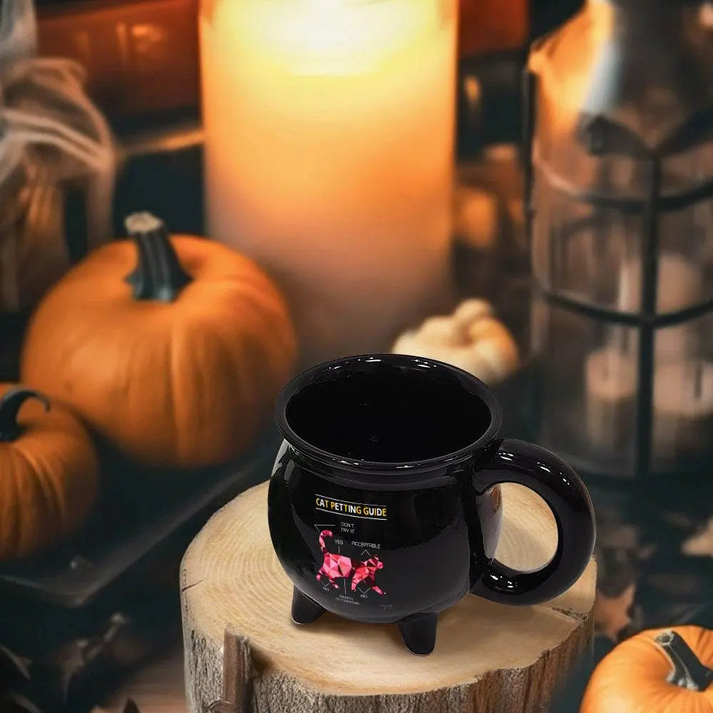 13OZ CAT PETTING GUIDE Cauldron Mug With Handle - IVORYNN