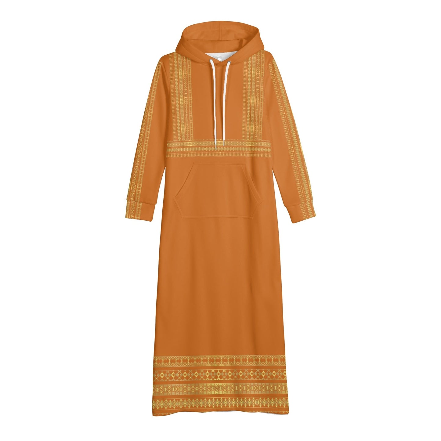Velvet Casual Copper Long Hoodie Dress