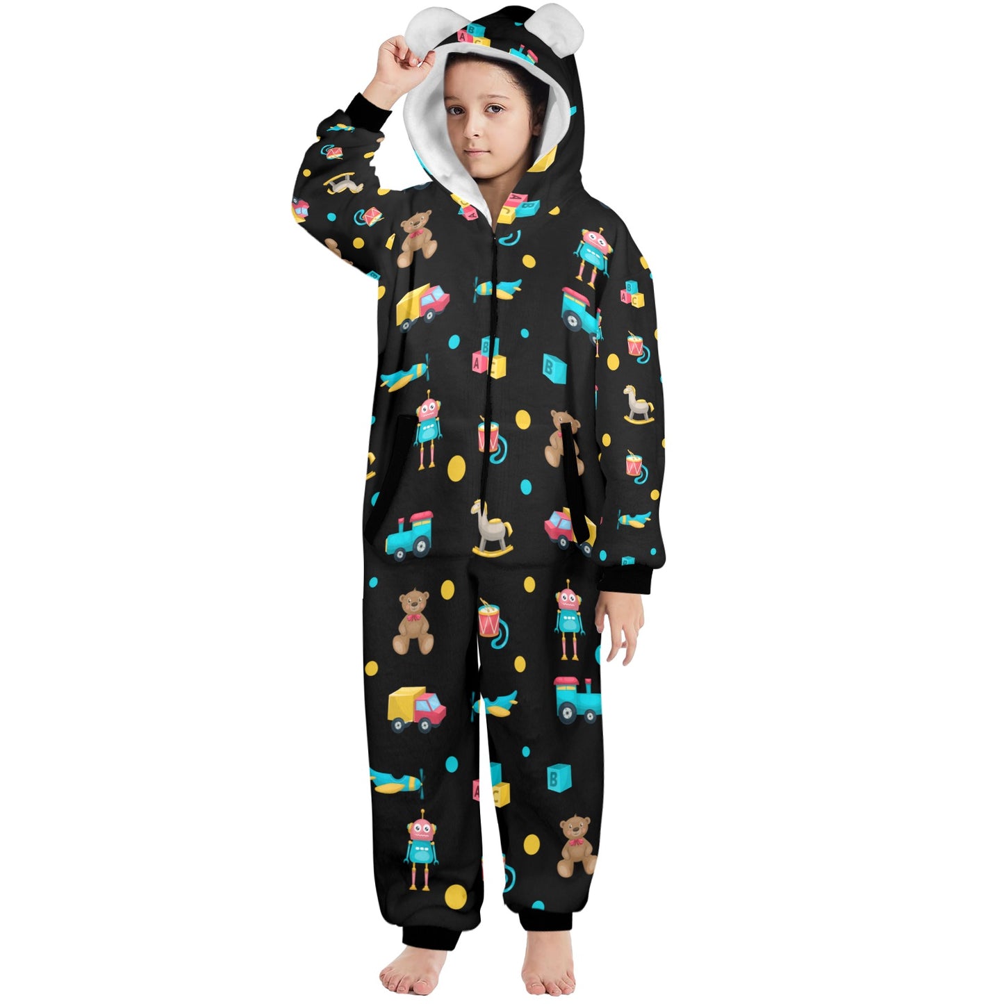 Little Cartoons Warm Hooded Onesie Pajamas