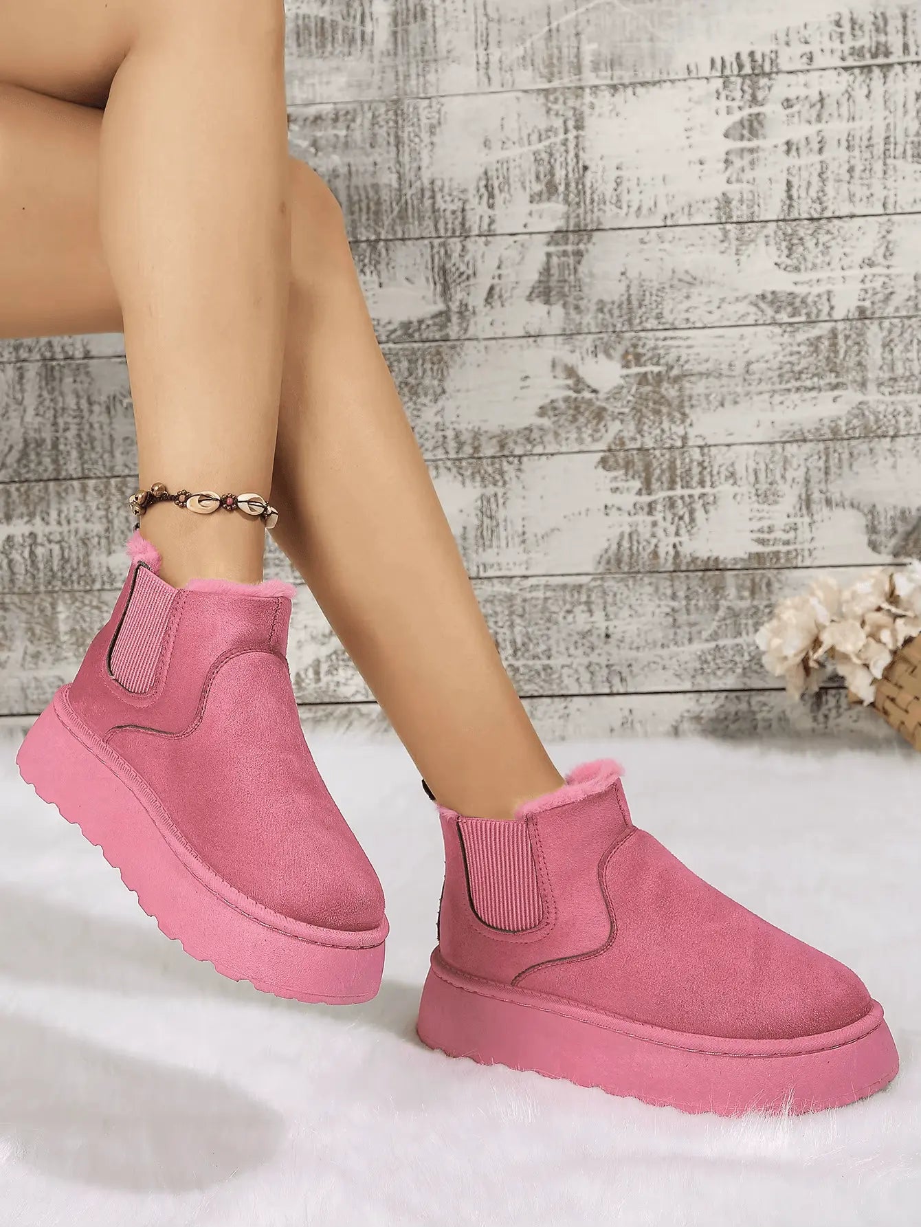 2PCS Cozy Height Increasing Ankle Thick-Soled Boots - IVORYNN