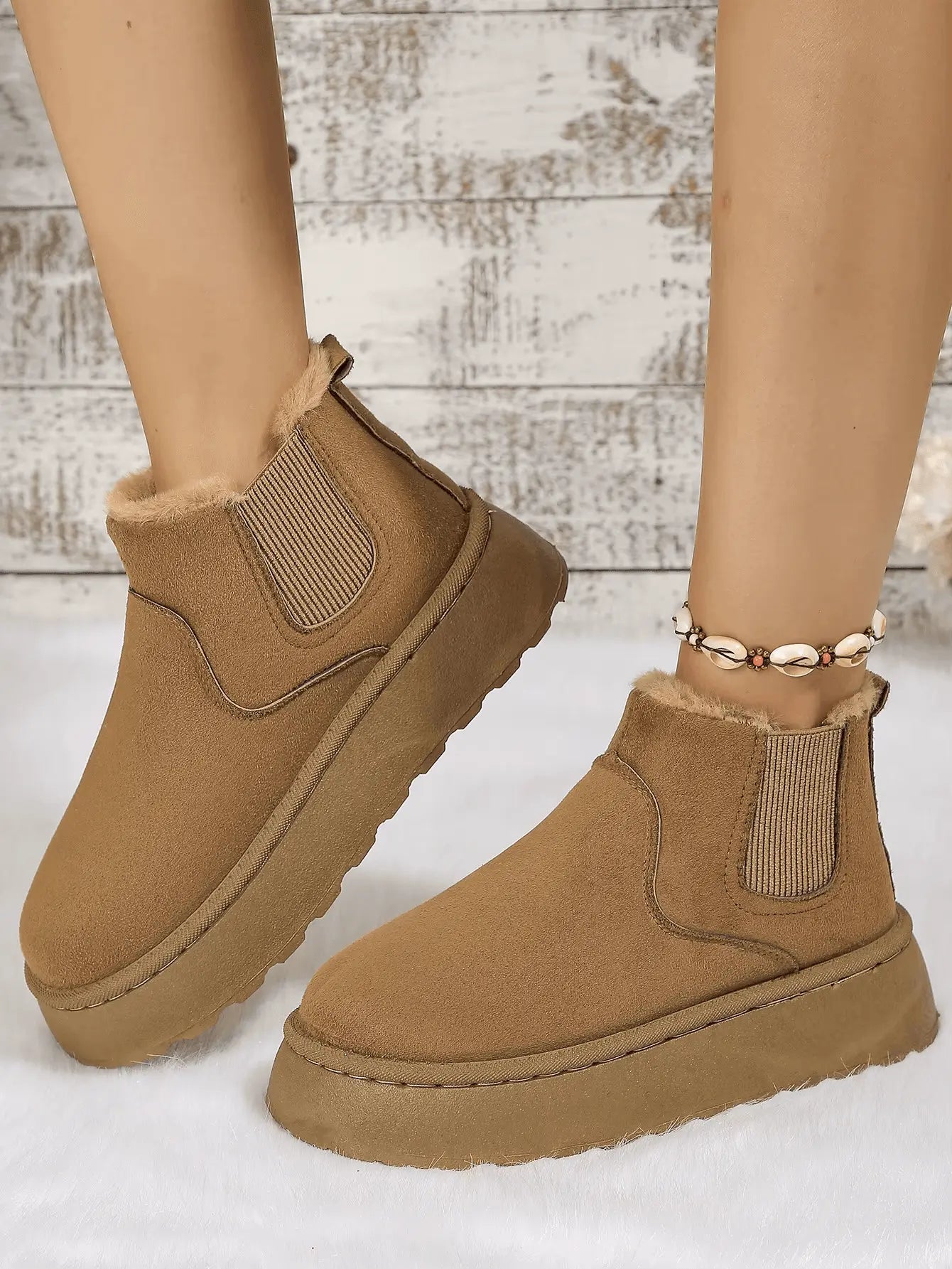 2PCS Cozy Height Increasing Ankle Thick-Soled Boots - IVORYNN