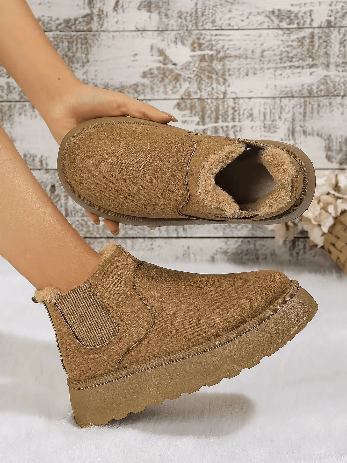 2PCS Cozy Height Increasing Ankle Thick-Soled Boots - IVORYNN