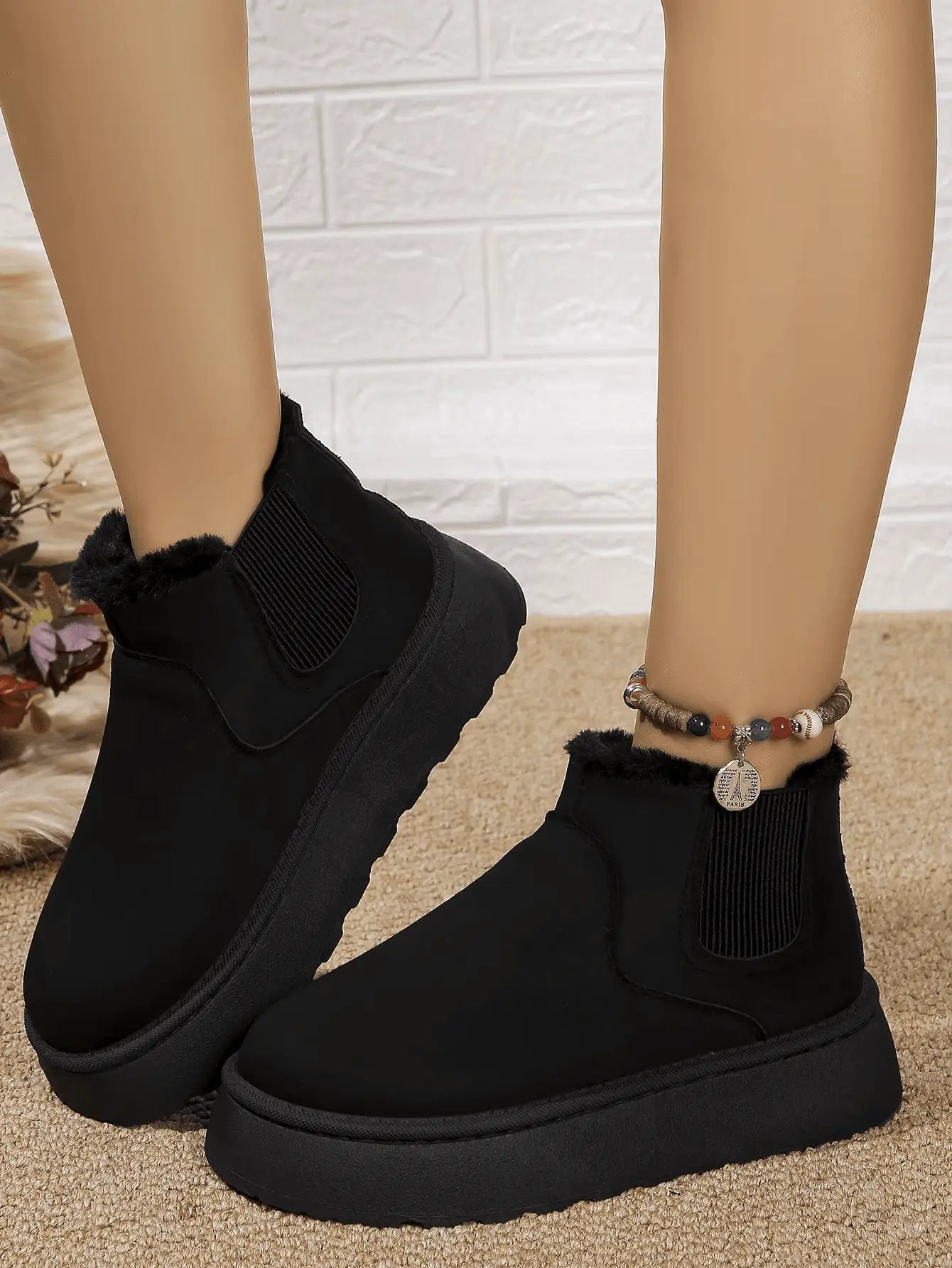 2PCS Cozy Height Increasing Ankle Thick-Soled Boots - IVORYNN