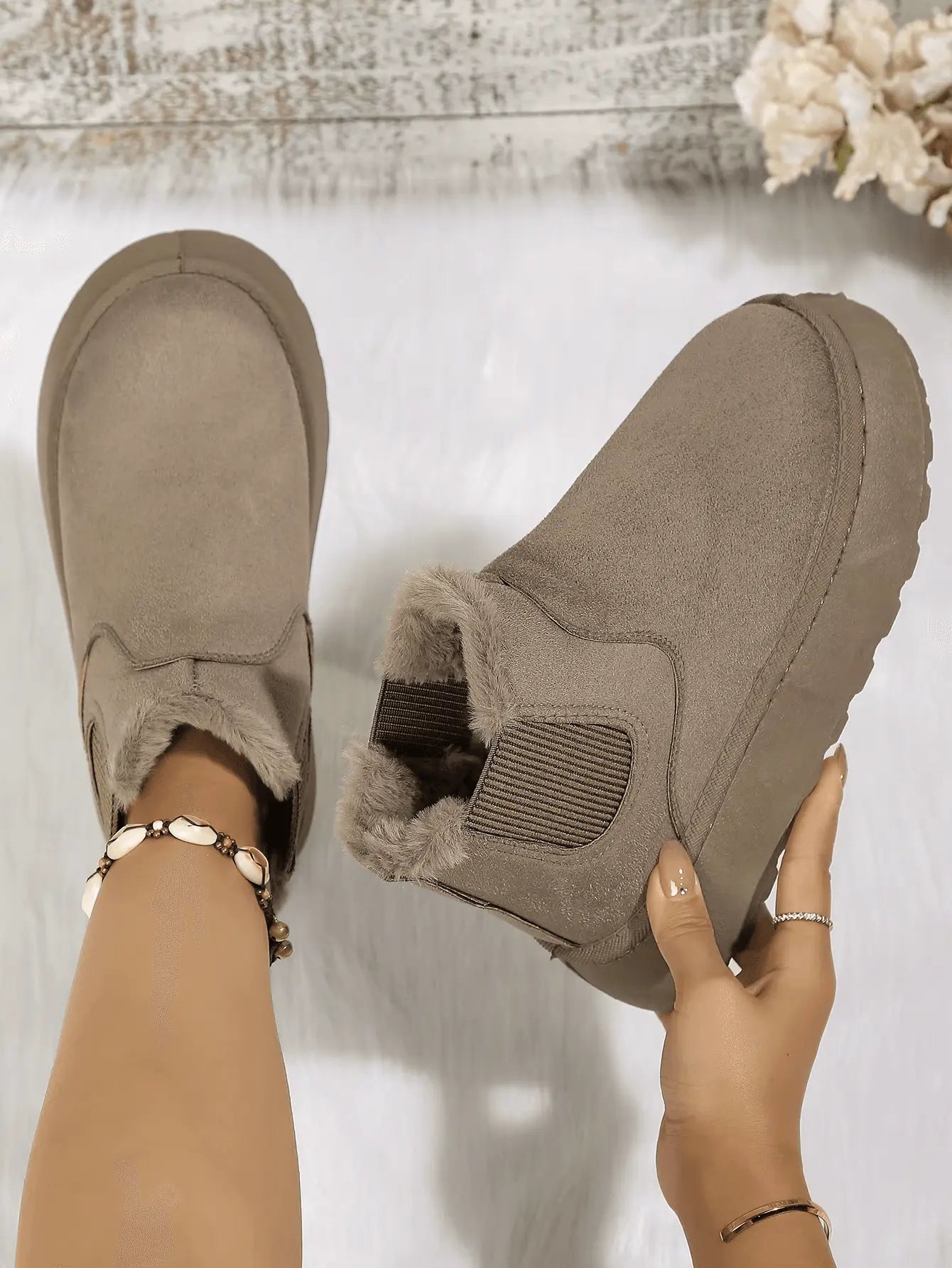 2PCS Cozy Height Increasing Ankle Thick-Soled Boots - IVORYNN