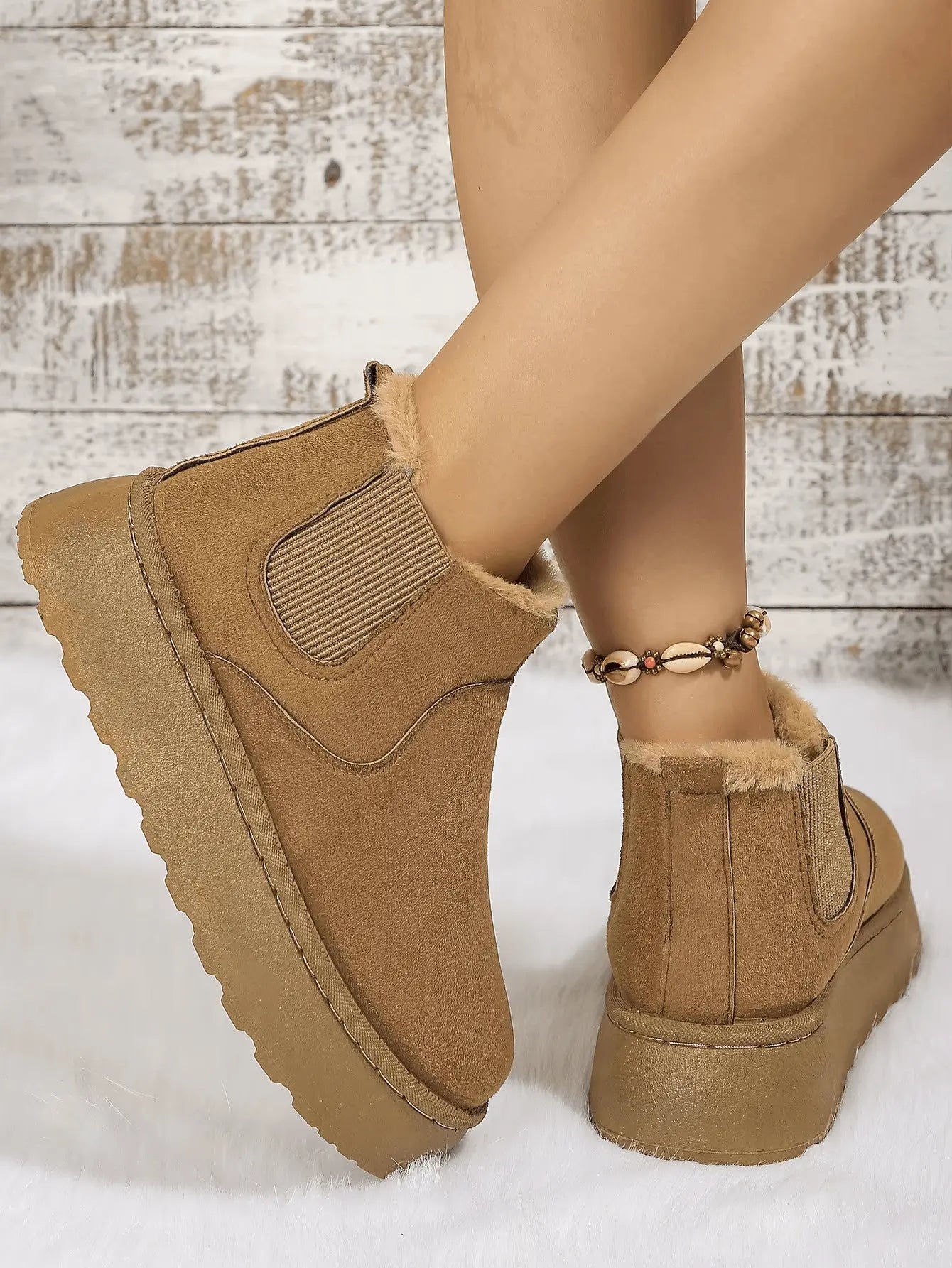 2PCS Cozy Height Increasing Ankle Thick-Soled Boots - IVORYNN