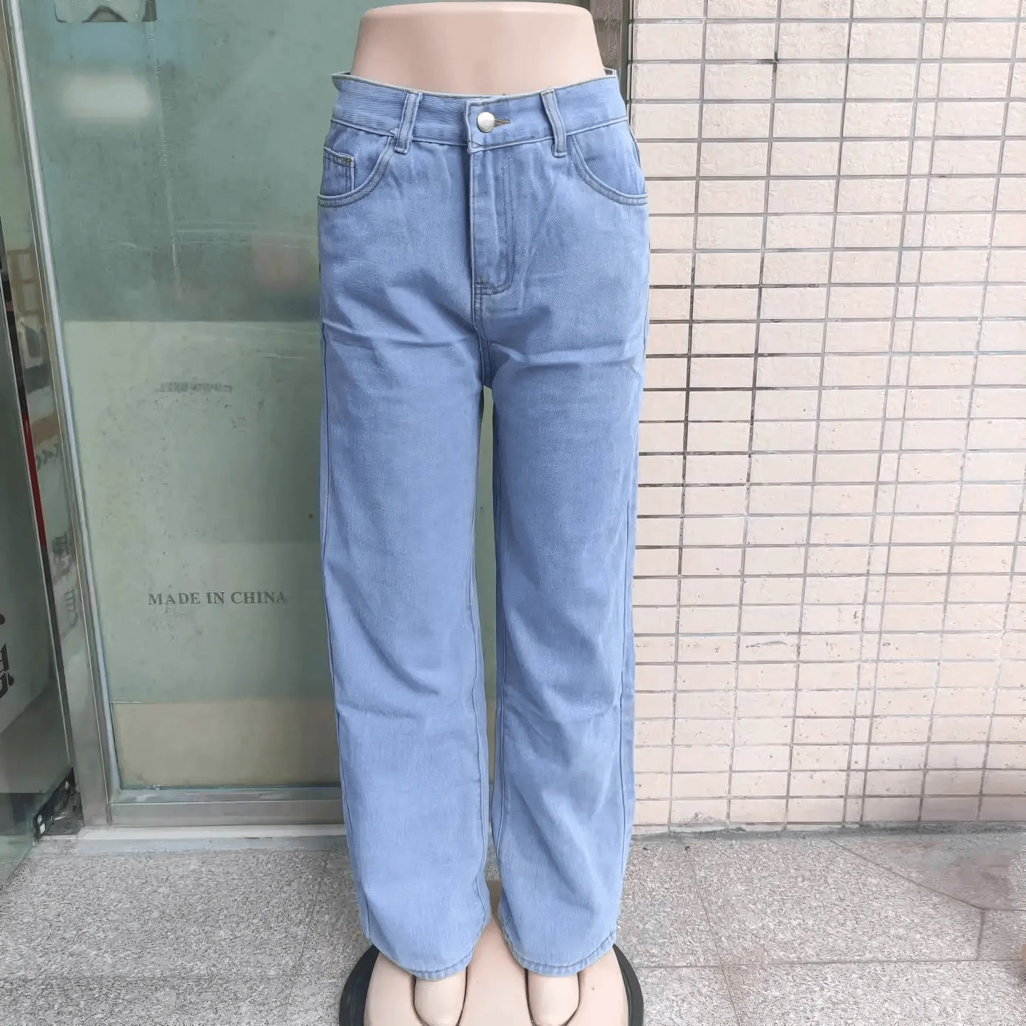 2PCS Vintage High Waist Loose and Stretchy Denim Pants - IVORYNN