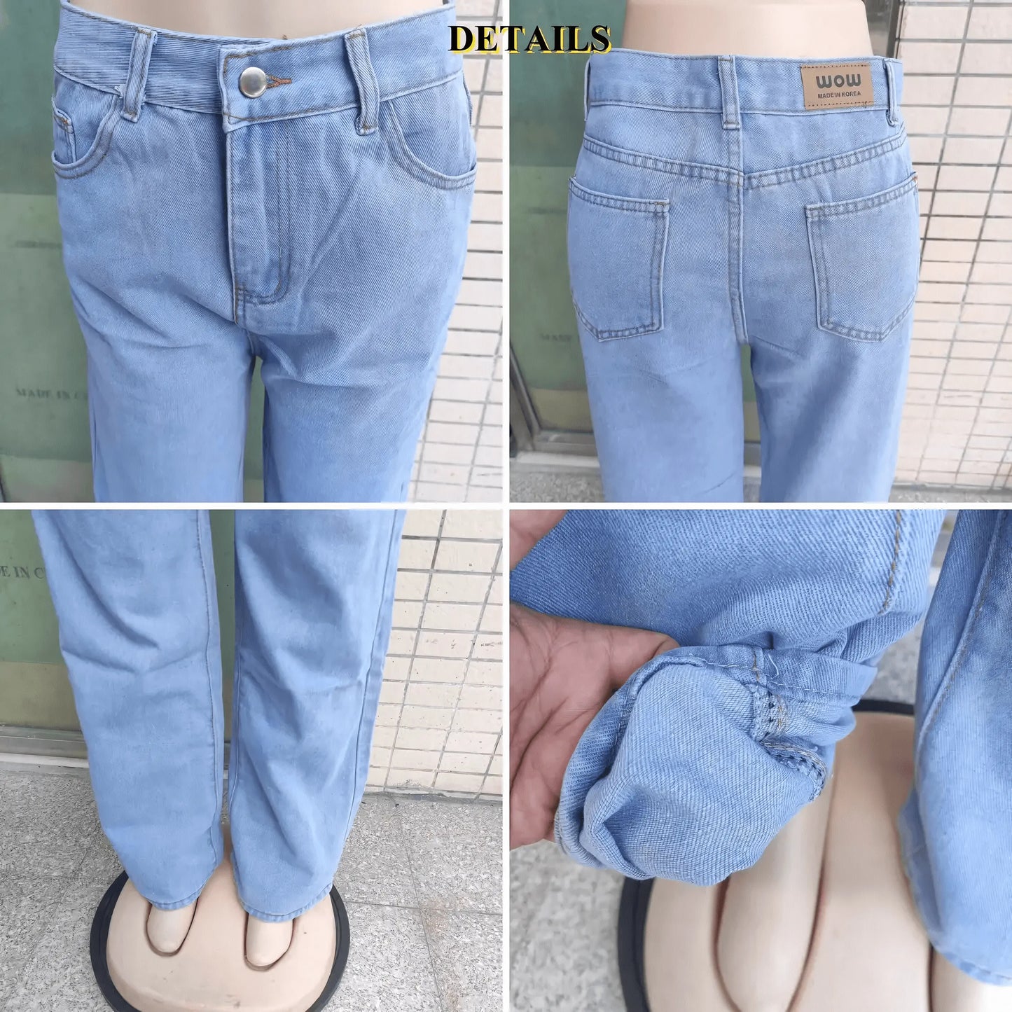 2PCS Vintage High Waist Loose and Stretchy Denim Pants - IVORYNN
