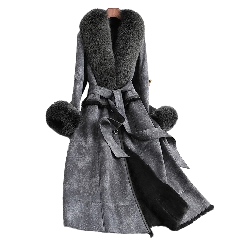 Real Fur Lining Long Coat