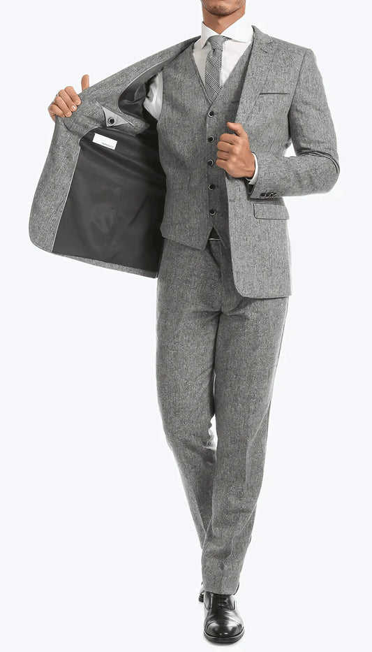 3-Piece Slim Fit Grey Suit - IVORYNN
