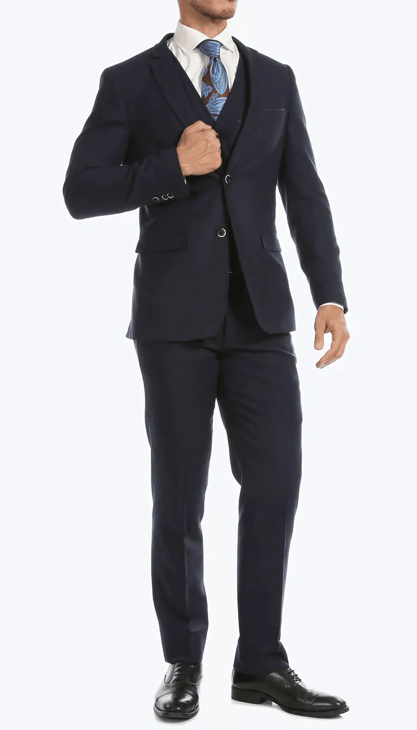 3-Piece Slim Fit Navy Suit - IVORYNN