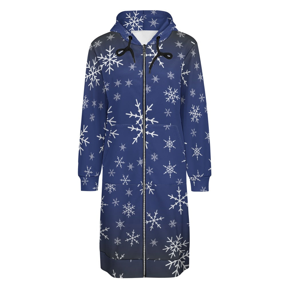 Christams snow long Hoodie Jakcet - Royal Blue