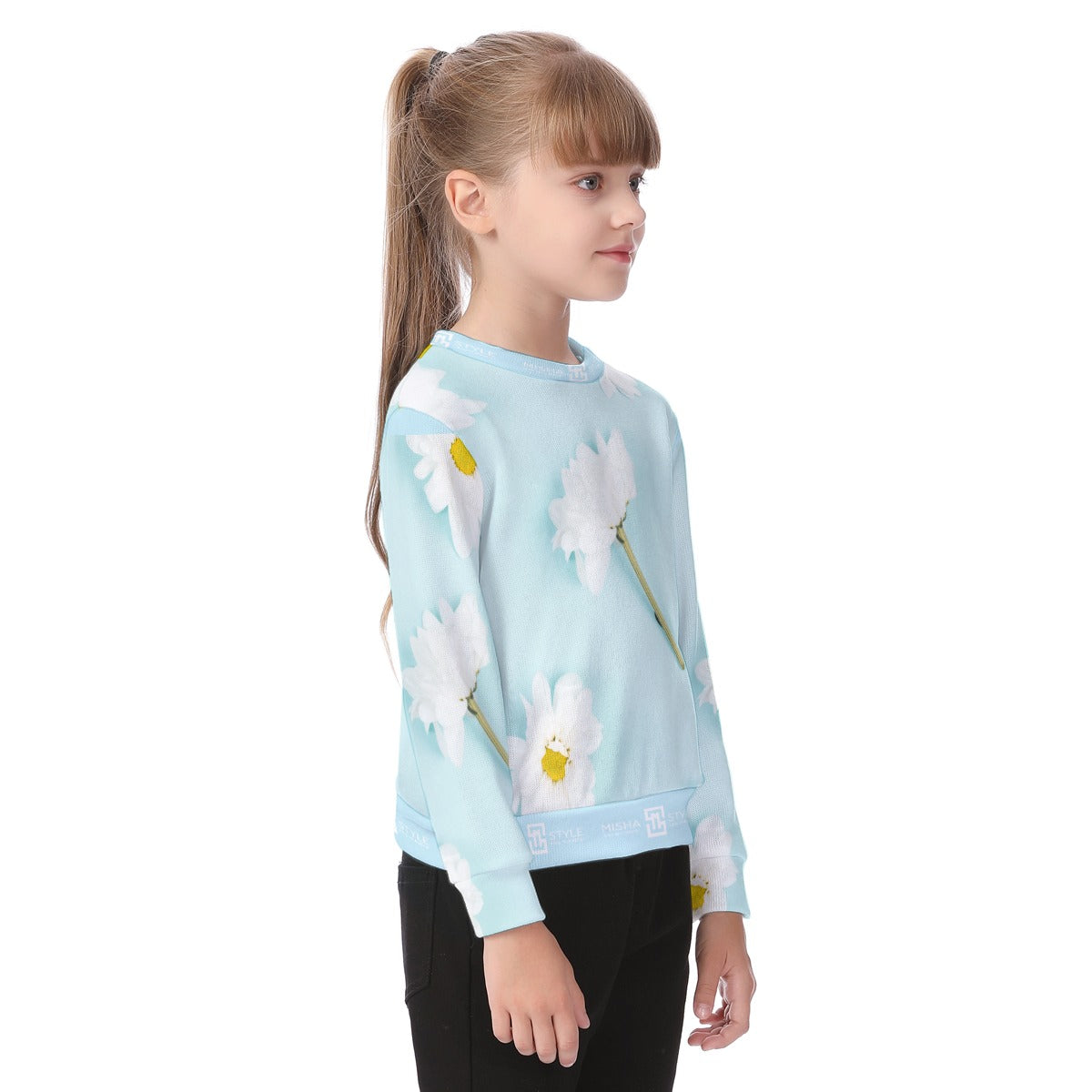 Luxury Floral Baby Blue Kids Sweater