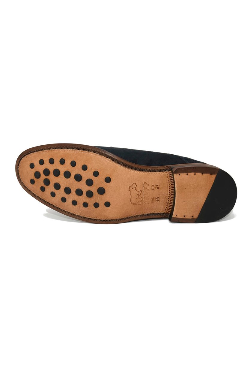 Navy Blue Suede Derby Shoes