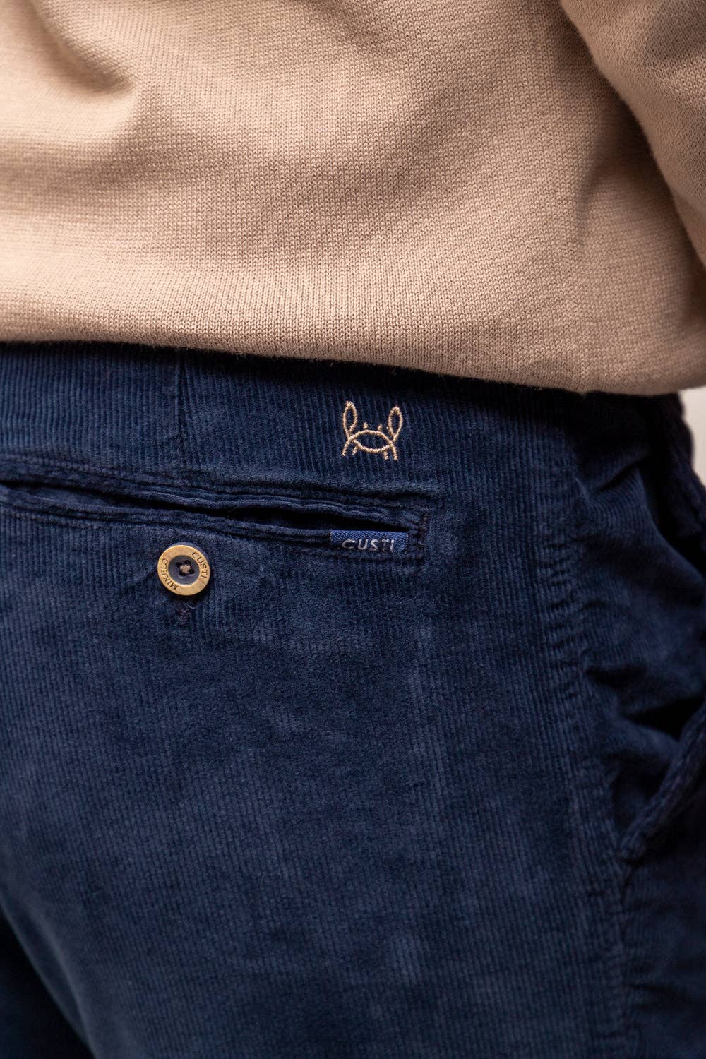 Men's Classic Navy Blue Corduroy Pants - Soft Stretch Fabric Winter Trousers