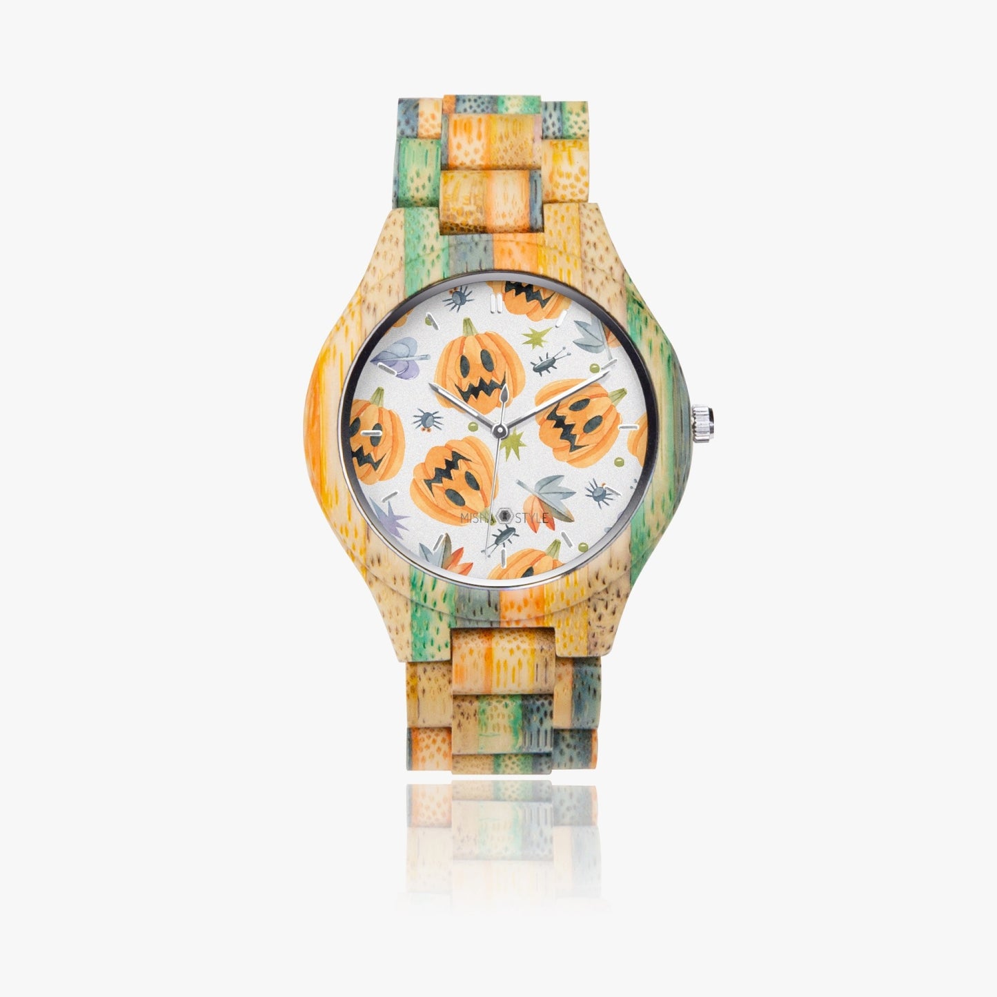 Halloween Camouflage Green Blue Wooden Watch