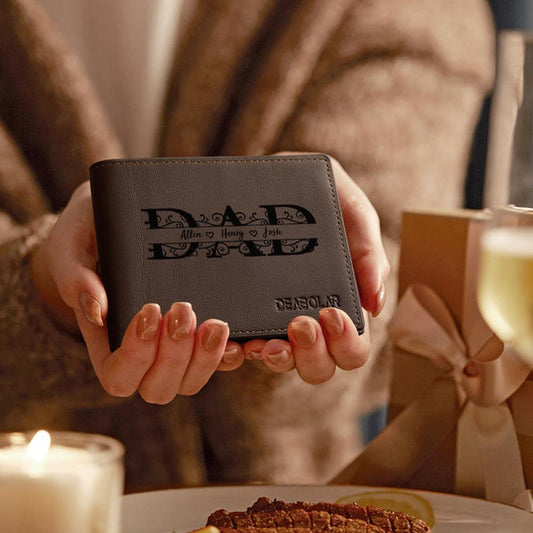 Personalized Dad Name Wallet PU Leather