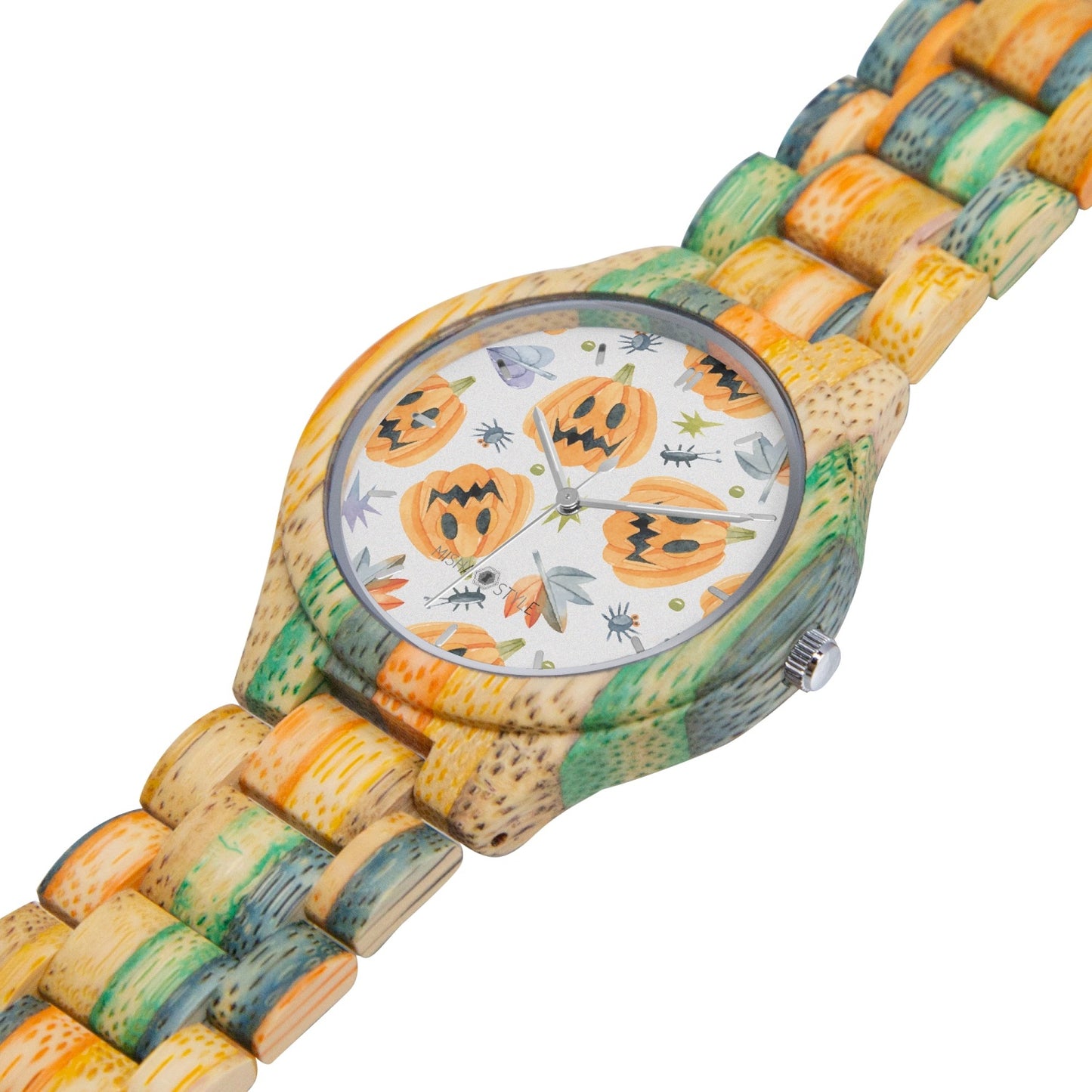 Halloween Camouflage Green Blue Wooden Watch