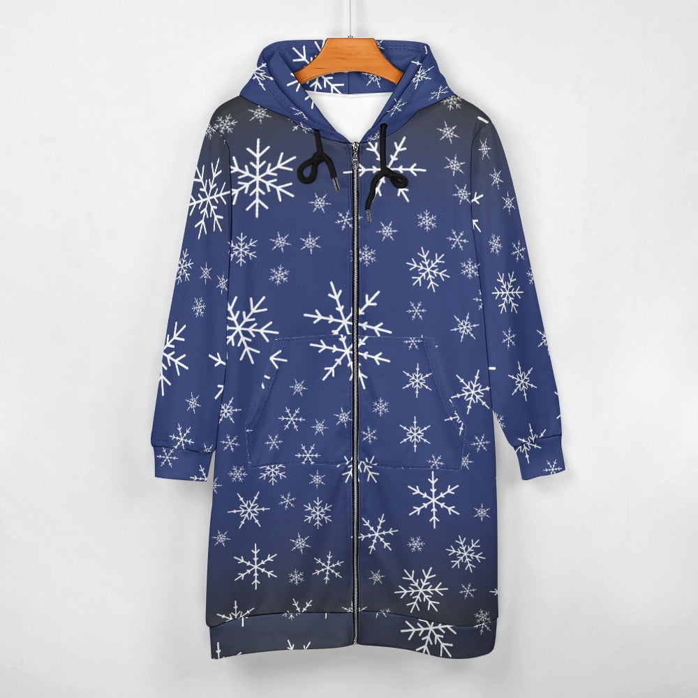 Christams snow long Hoodie Jakcet - Royal Blue