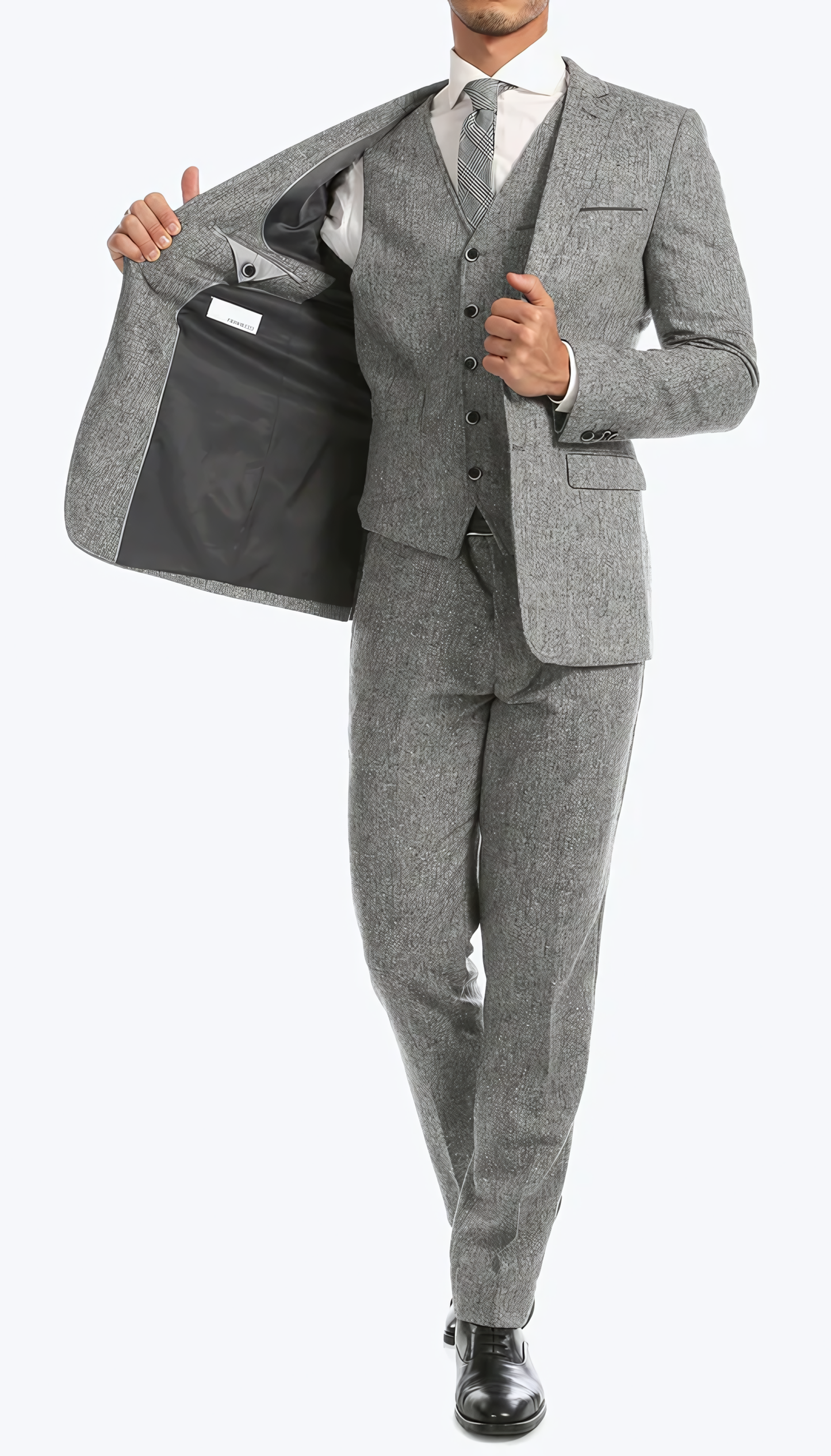 3-Piece Slim Fit Grey Suit