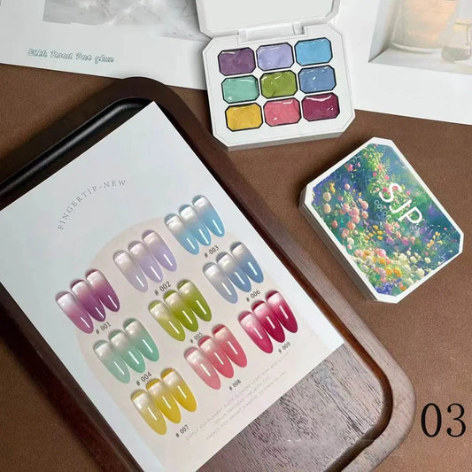 9-grid Color Painting Glue Nail Polish - IVORYNN