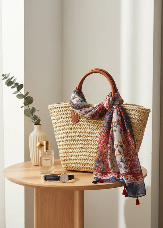 الشال ملفوف حول الحقيبة