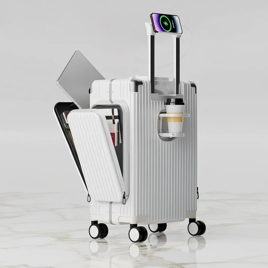 الحقيبة البيضاء على خلفية رخامية