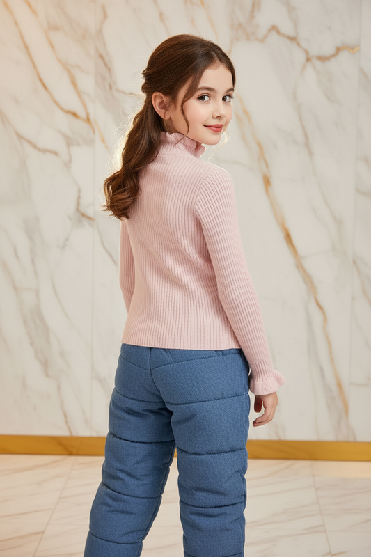 سويتر وردي مبطن مع بنطال جينز - خلفي