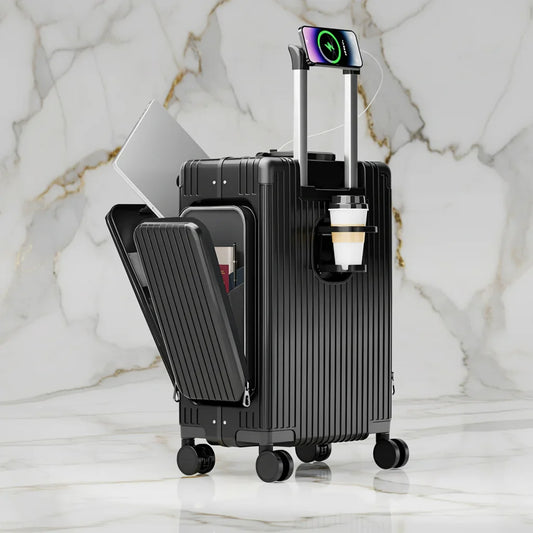 الحقيبة السوداء على خلفية رخامية