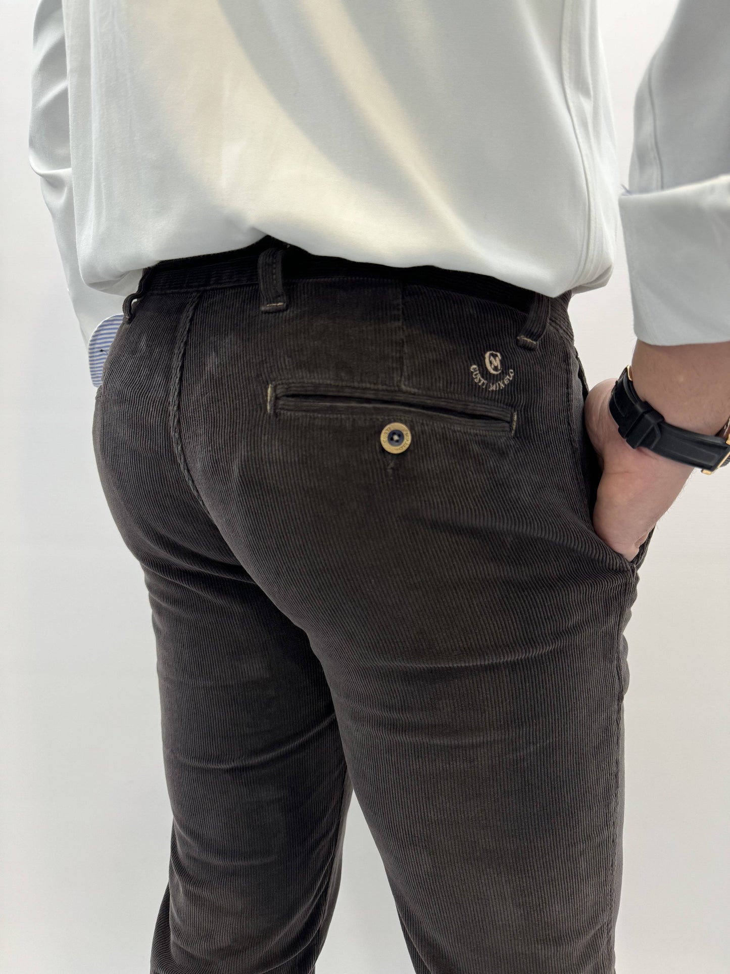 Men's Premium Chocolate Brown Corduroy Pants: Comfortable Stretch Cotton, Classic Fit