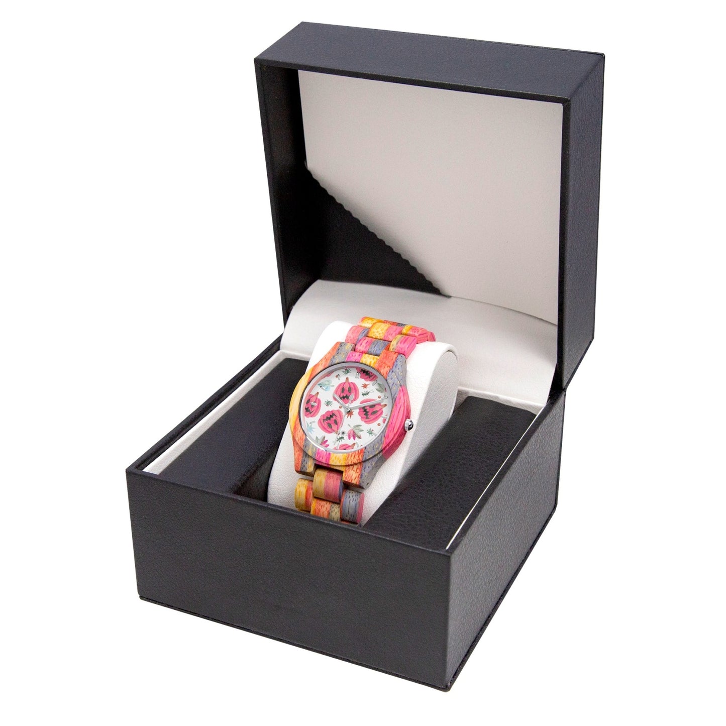 Halloween Camouflage Gray Pink Wooden Watch