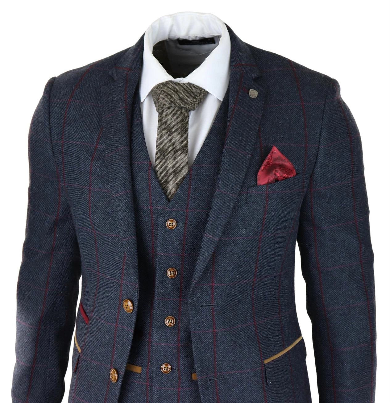 Herringbone Tweed Suit 3 Piece 1920s Tailored Fit