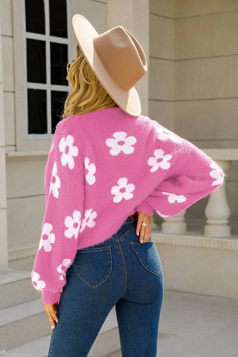 Angel Wings Floral Open Front Fuzzy Cardigan - IVORYNN