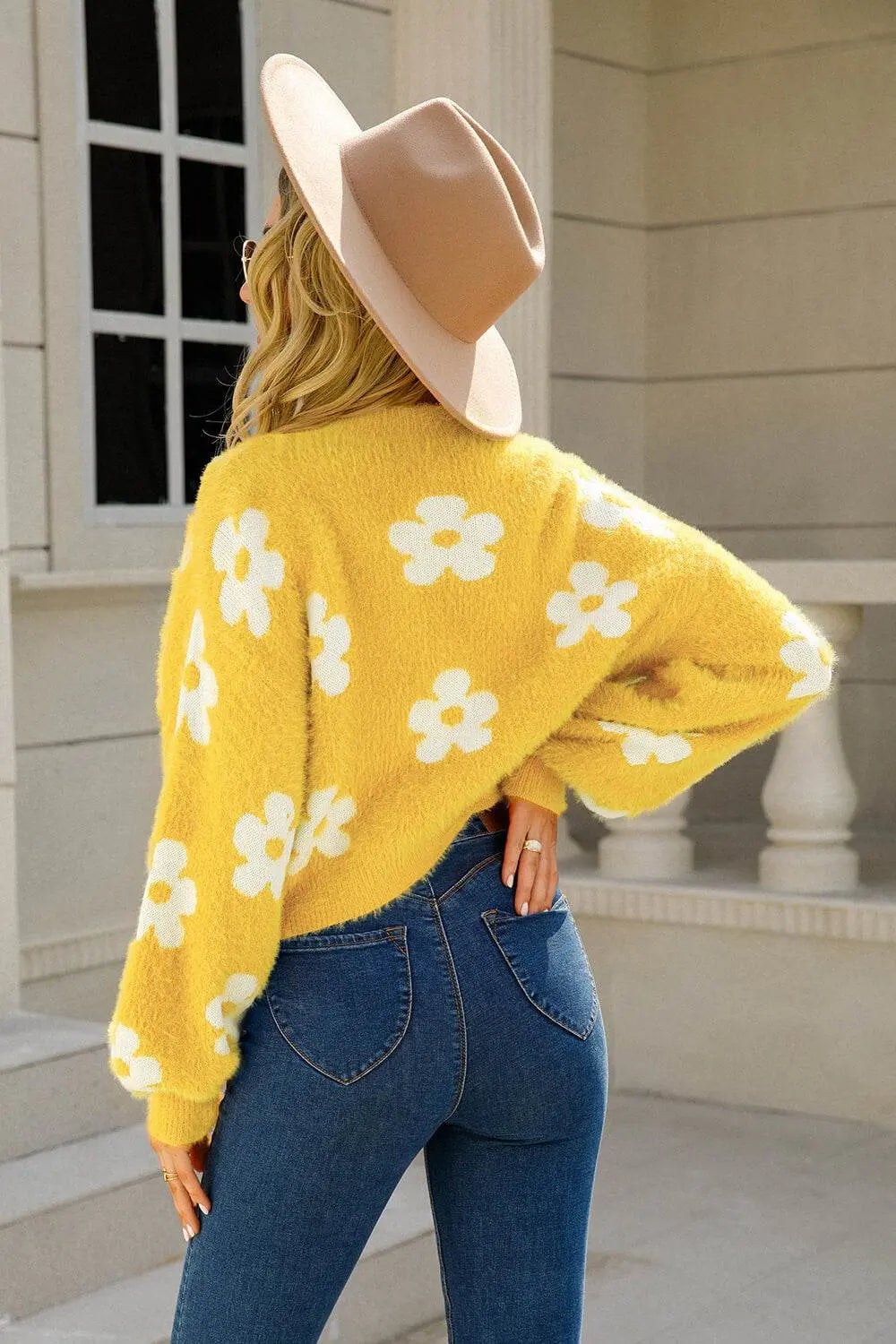 Angel Wings Floral Open Front Fuzzy Cardigan - IVORYNN