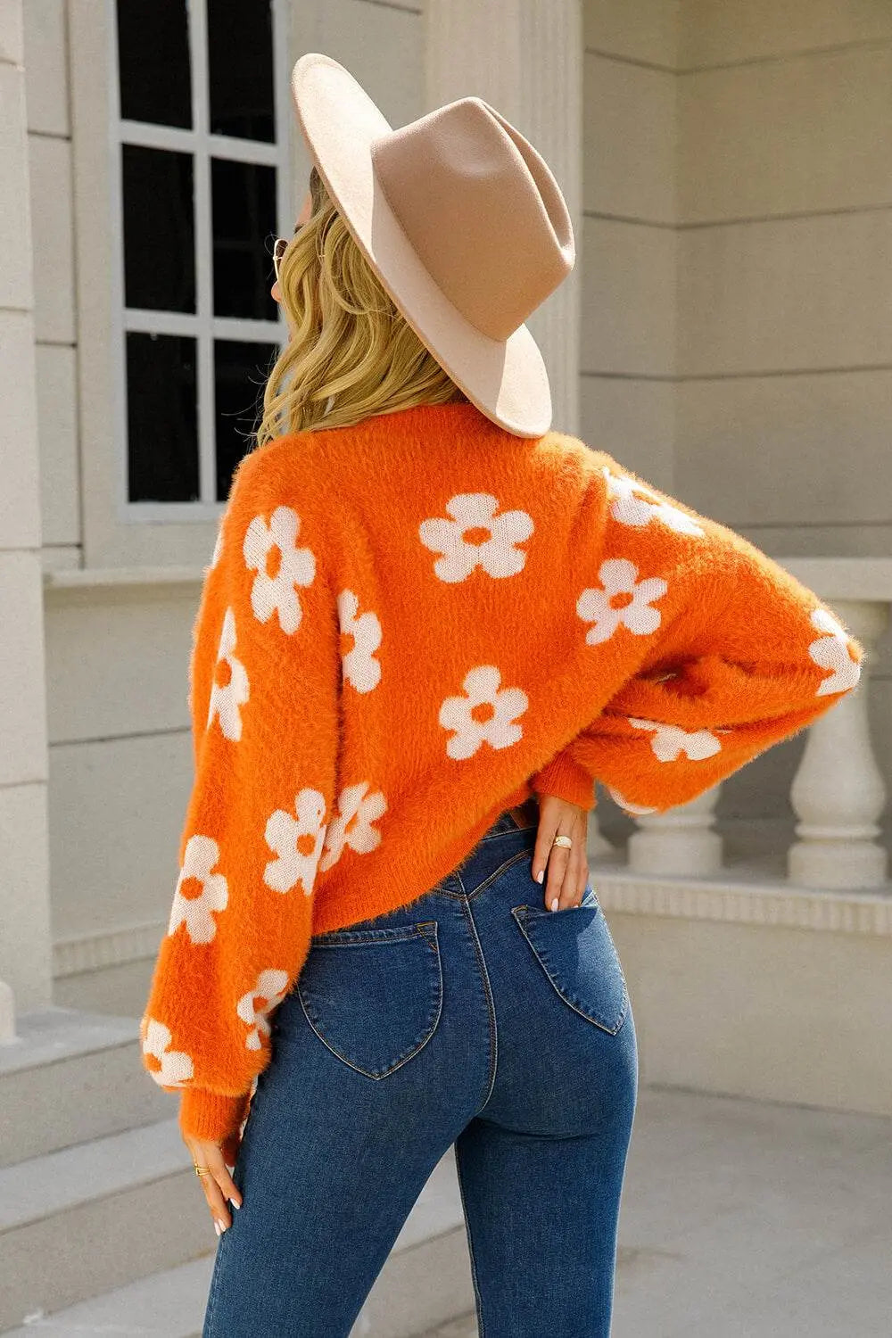 Angel Wings Floral Open Front Fuzzy Cardigan - IVORYNN