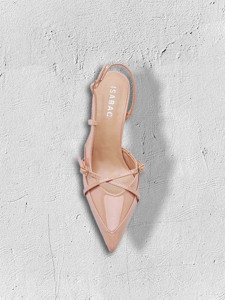 Ankle Straps Pink Patent Leather Pointed Heels - IVORYNN