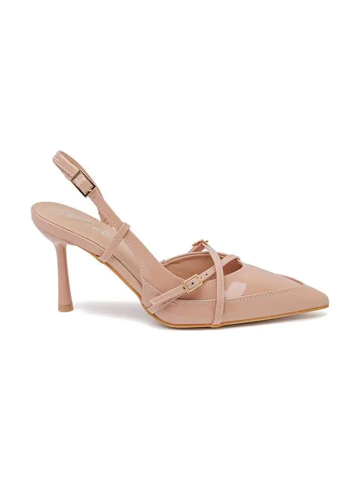 Ankle Straps Pink Patent Leather Pointed Heels - IVORYNN