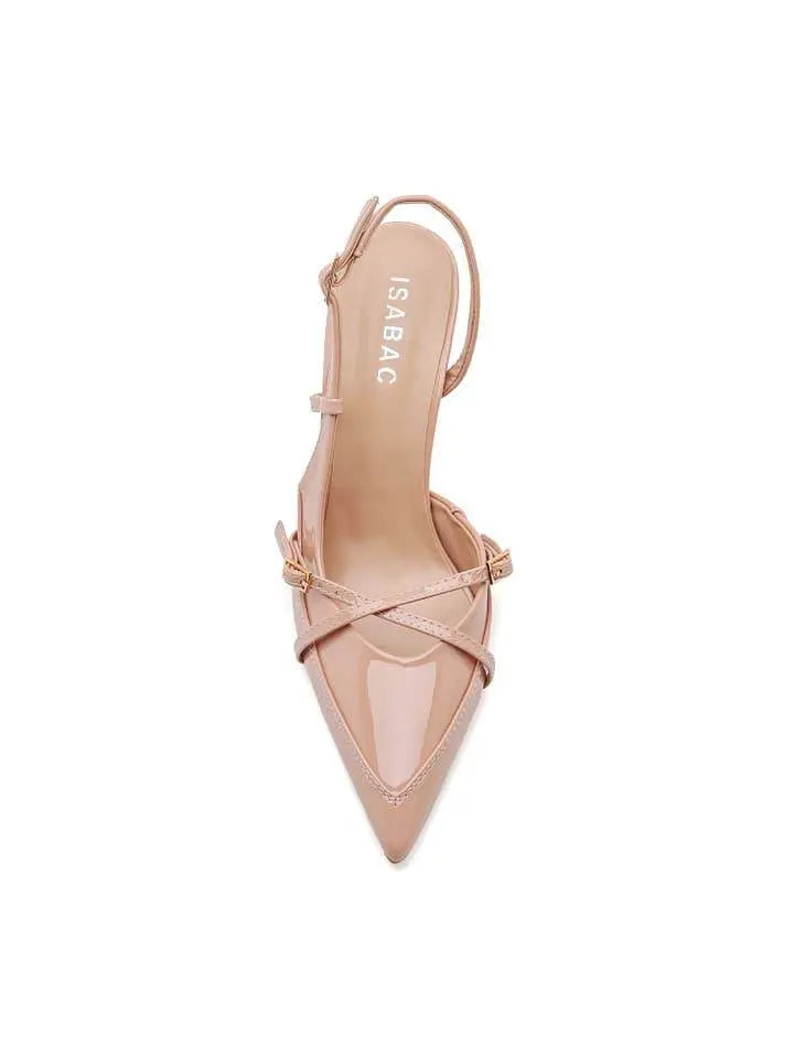 Ankle Straps Pink Patent Leather Pointed Heels - IVORYNN