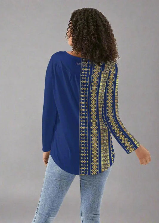 Babydoll Pattern Cool Black Casual Neck Top - IVORYNN