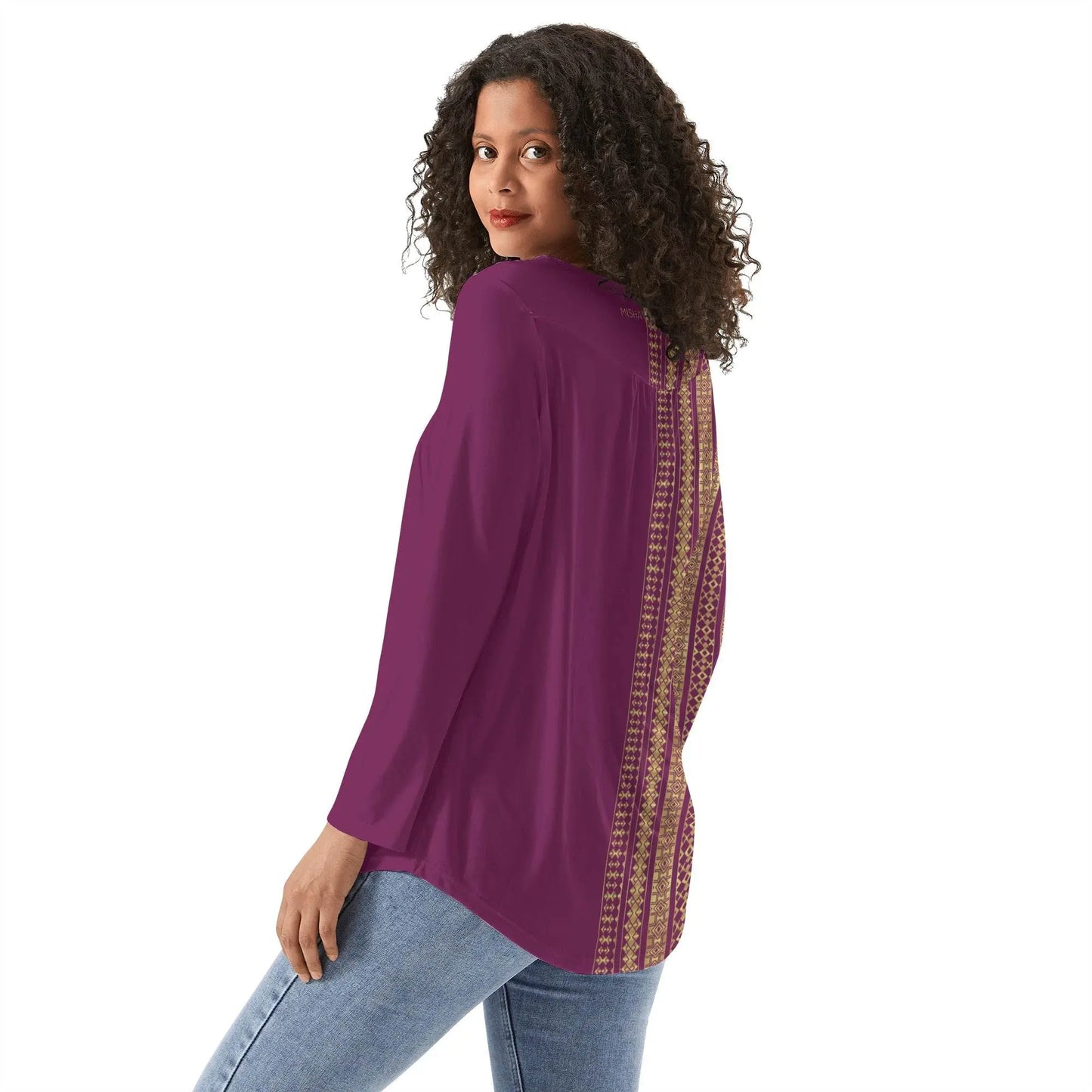 Babydoll Pattern Venetian Red Casual Neck Top - IVORYNN