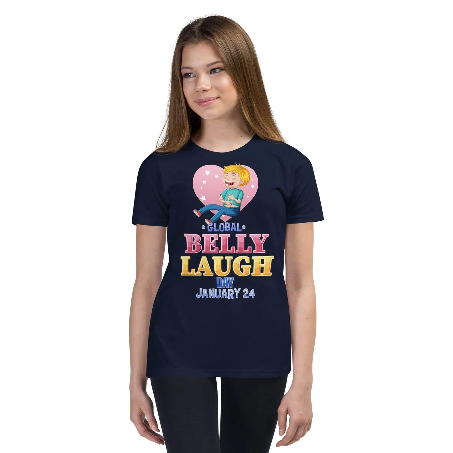 Belly Laugh Youth Short Sleeve Royal Navy T-Shirt - IVORYNN