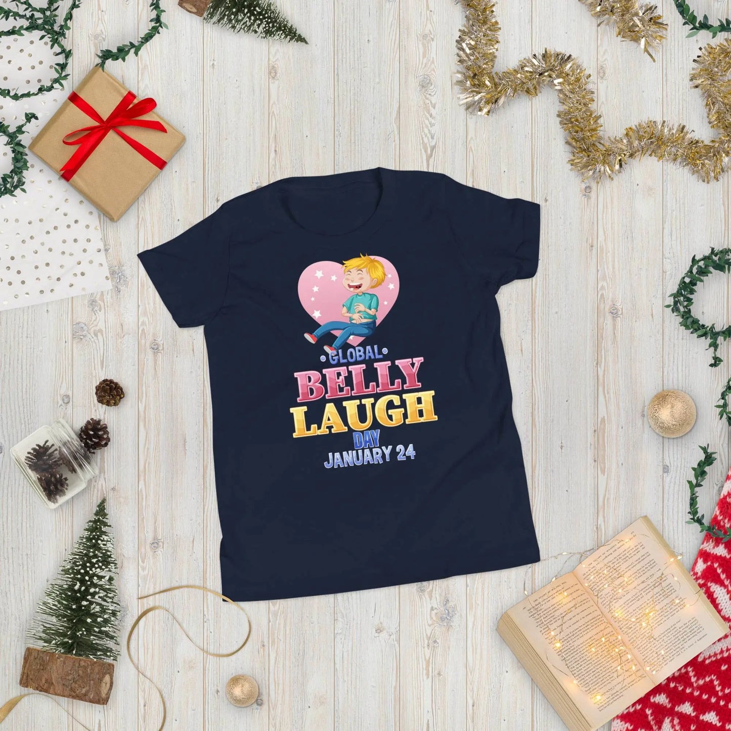 Belly Laugh Youth Short Sleeve Royal Navy T-Shirt - IVORYNN