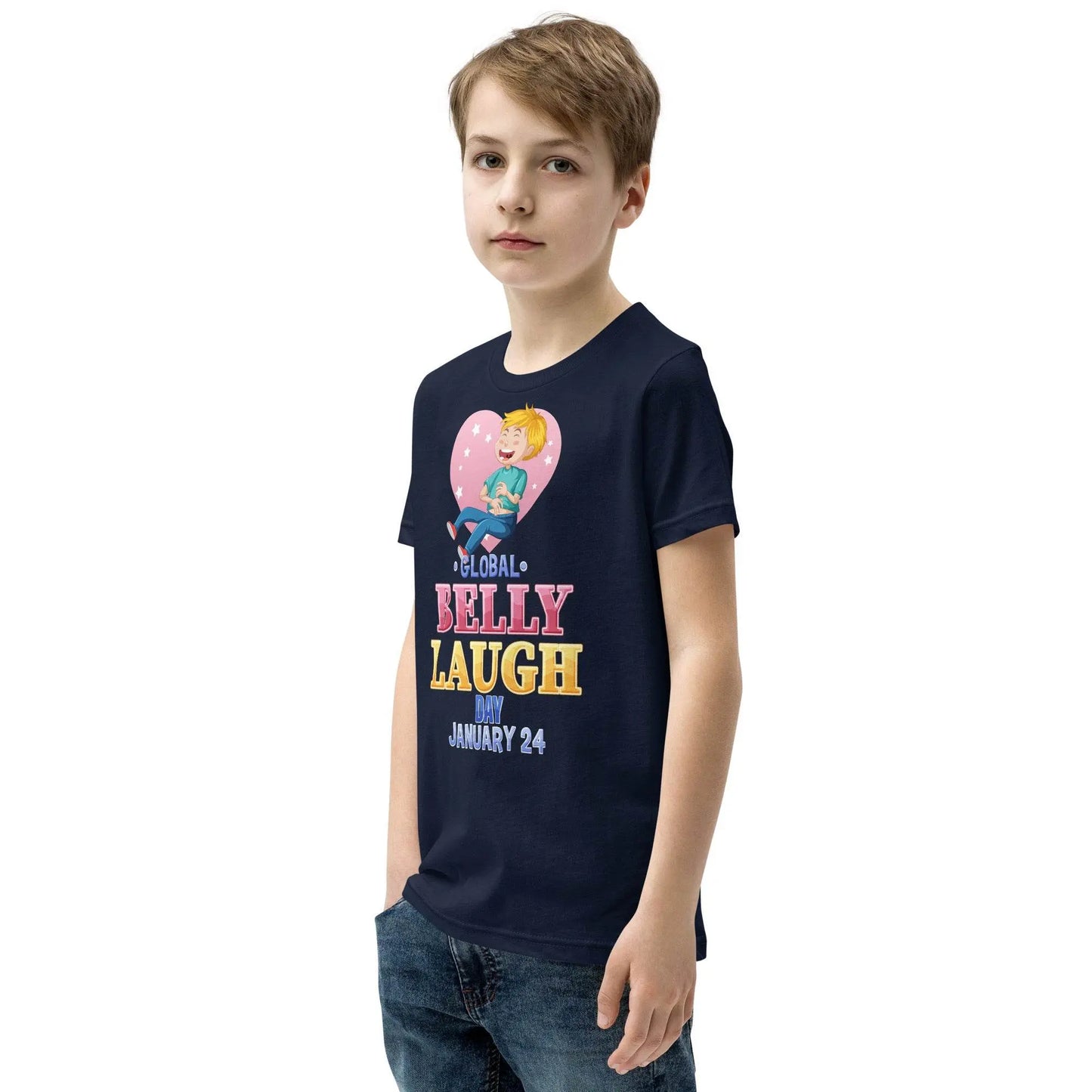 Belly Laugh Youth Short Sleeve Royal Navy T-Shirt - IVORYNN