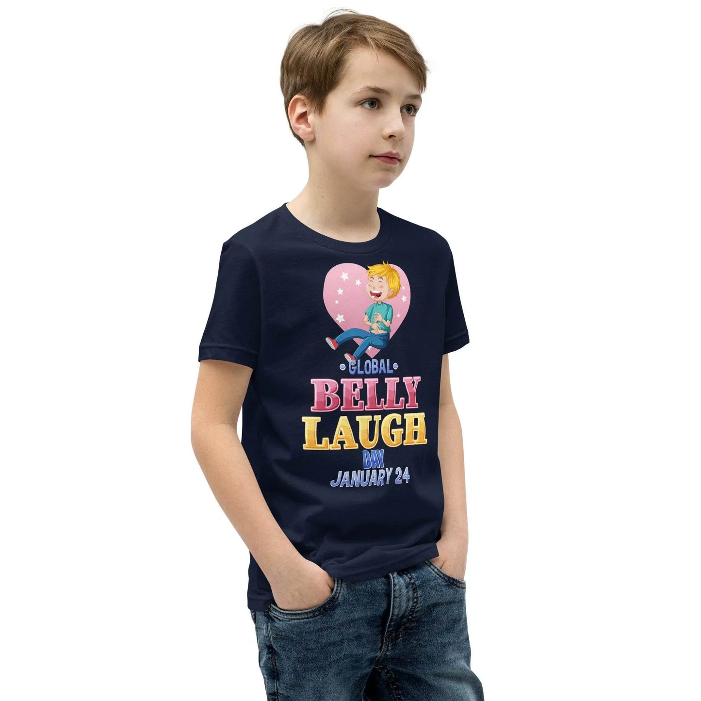 Belly Laugh Youth Short Sleeve Royal Navy T-Shirt - IVORYNN