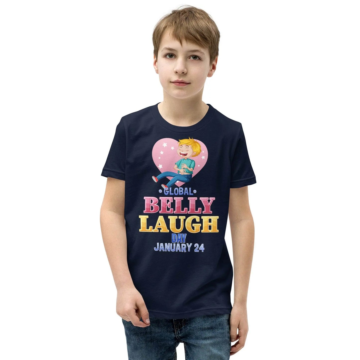 Belly Laugh Youth Short Sleeve Royal Navy T-Shirt - IVORYNN