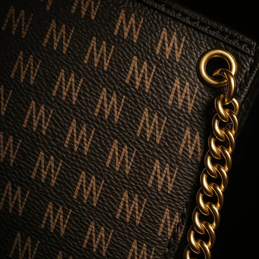 Black Nappa Leather Gold Chain NN Crossbody Bag - IVORYNN