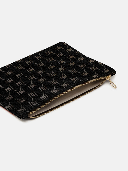 Black Nappa Leather NN Leather Clutch - IVORYNN